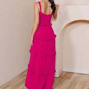 Revelry Sloane Chiffon Dress, Hot Pink